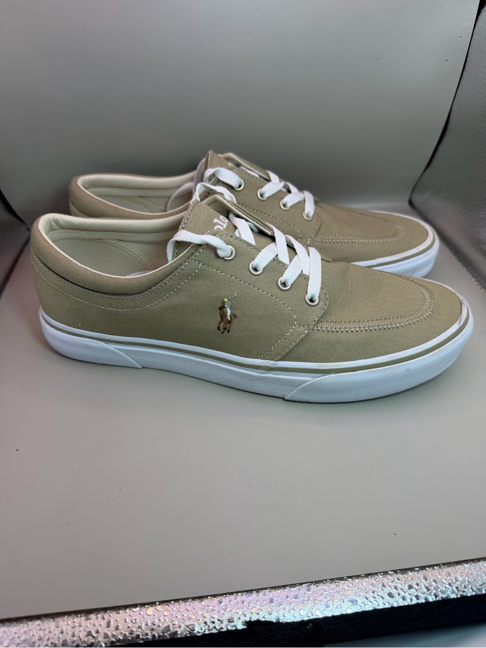 Polo Ralph Lauren Faxon X Tan Canvas Sneakers Mens 10 Casual Shoes - Picture 3 of 11
